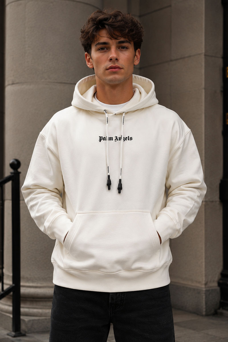 Palm Angels Мужское худи белого цвета logo-print