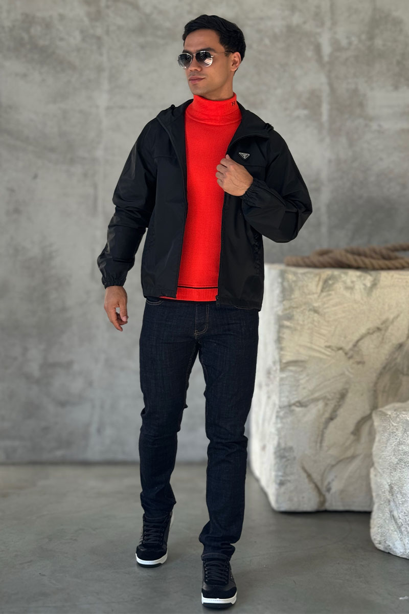 Prada Мужская чёрная ветровка logo-plaque