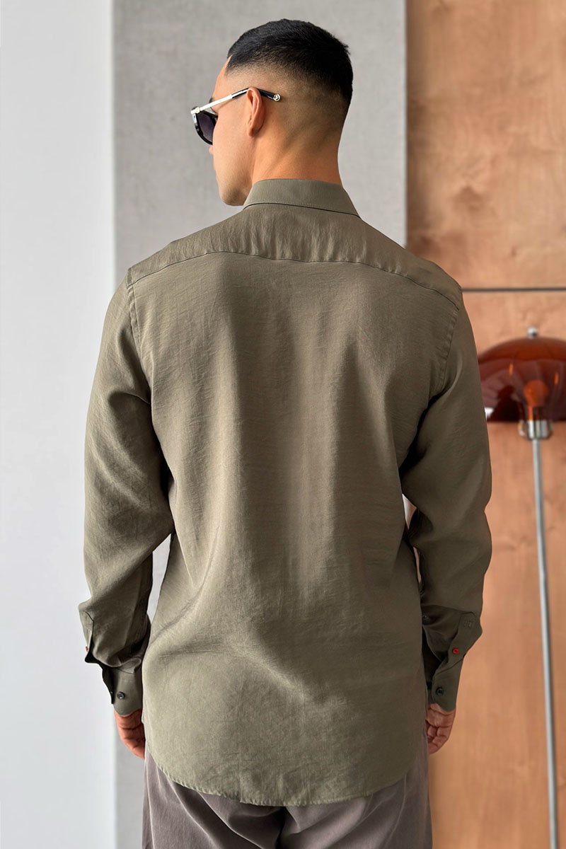 Hermes Мужская рубашка H embroidered - Khaki 