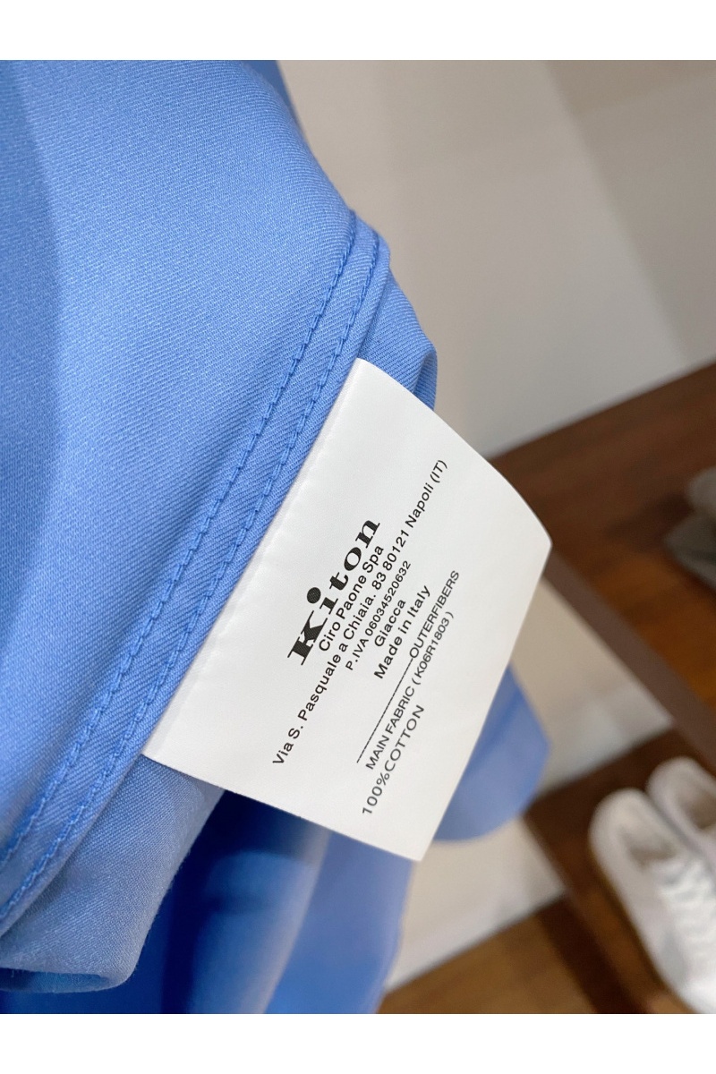 Kiton Мужская синяя рубашка premium