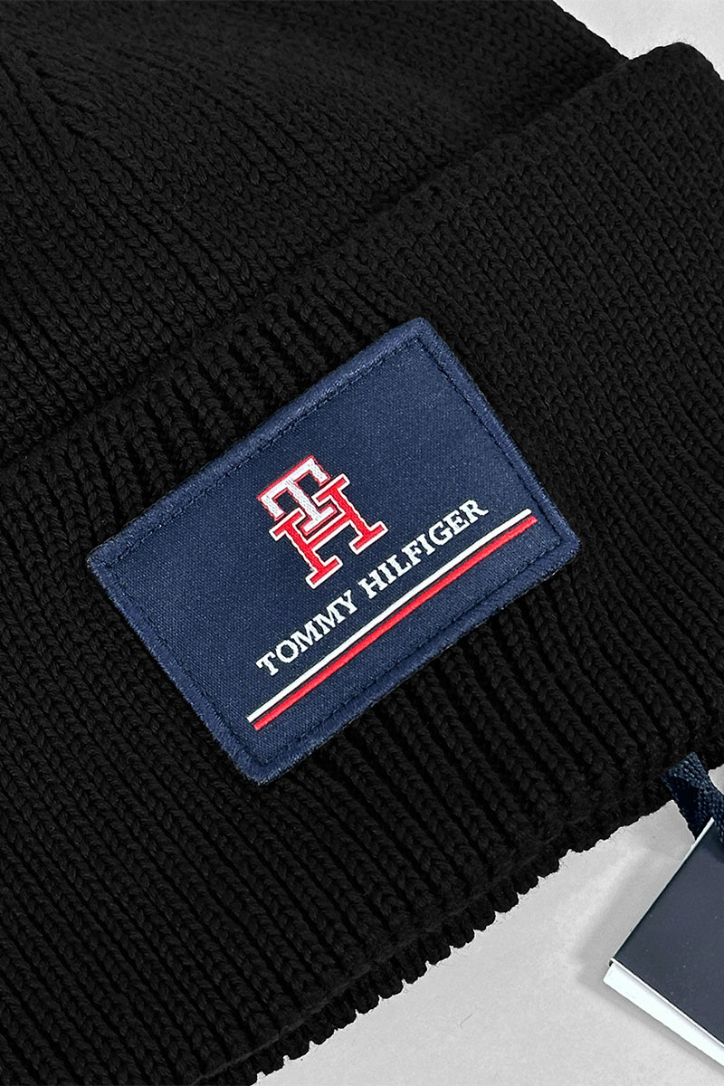 Tommy Hilfiger Мужская чёрная шапка logo-patch