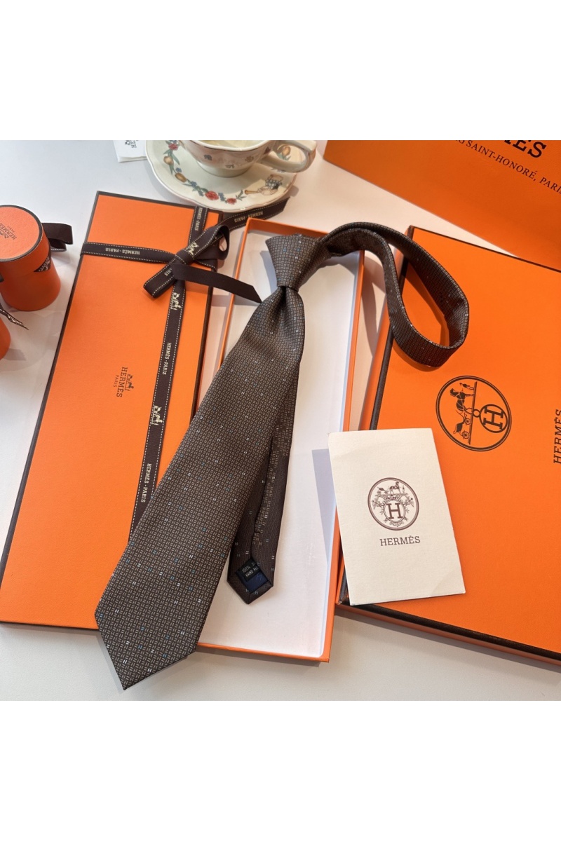 Hermes Галстук  geometric logo-print premium - Brown