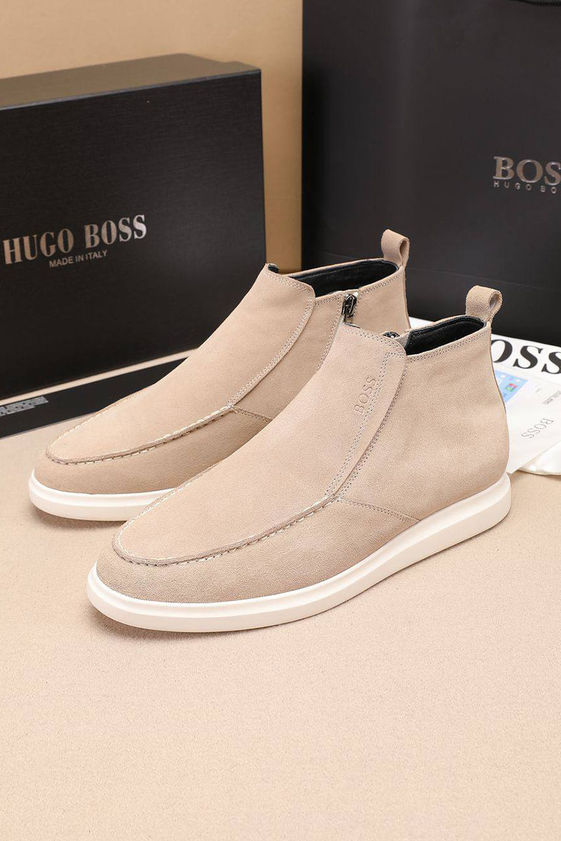 Hugо Воss Замшевые лоферы с мехом high-top - Beige