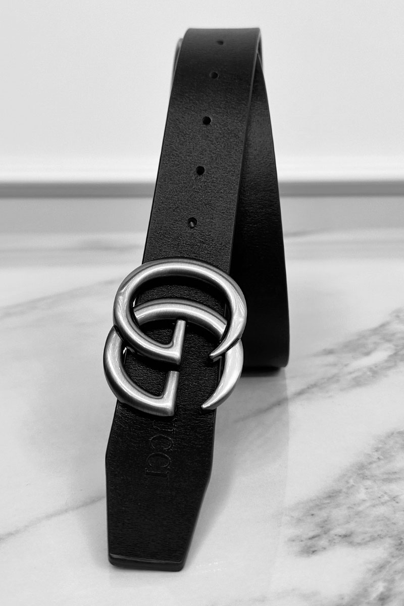 Gucci Мужской кожаный ремень Double G чёрного цвета