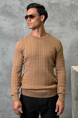Мужской джемпер cable-knit - Brown
