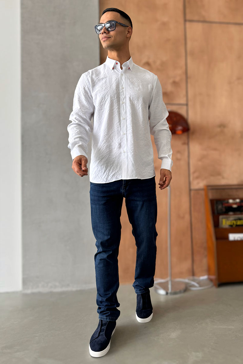 Hermes Мужская рубашка H embroidered - White 