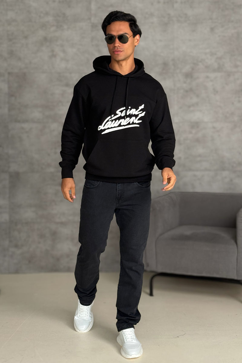 Yves Saint Laurent Чёрное худи Paris logo-print