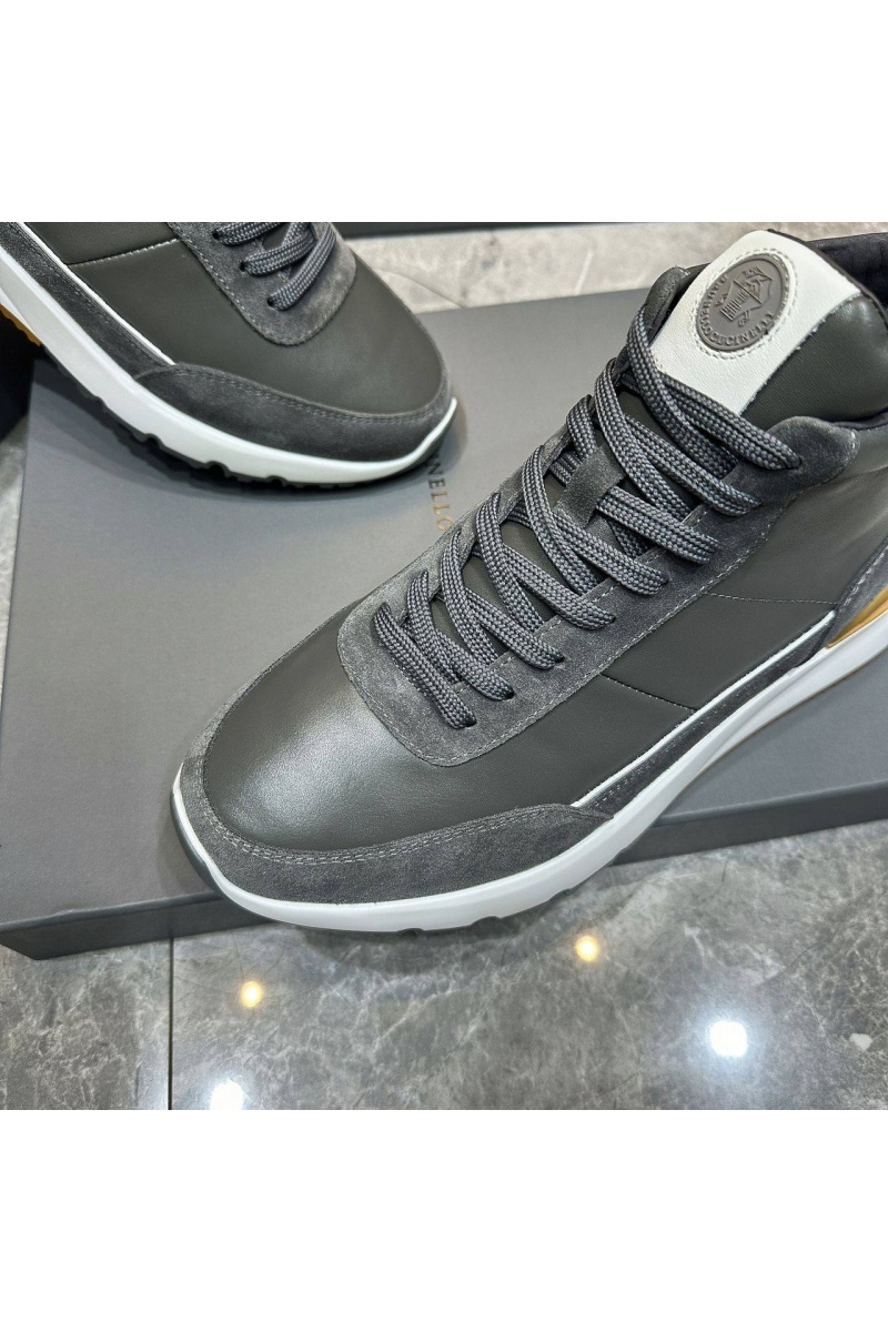 Designer Кожаные кроссовки с мехом high-top - Grey