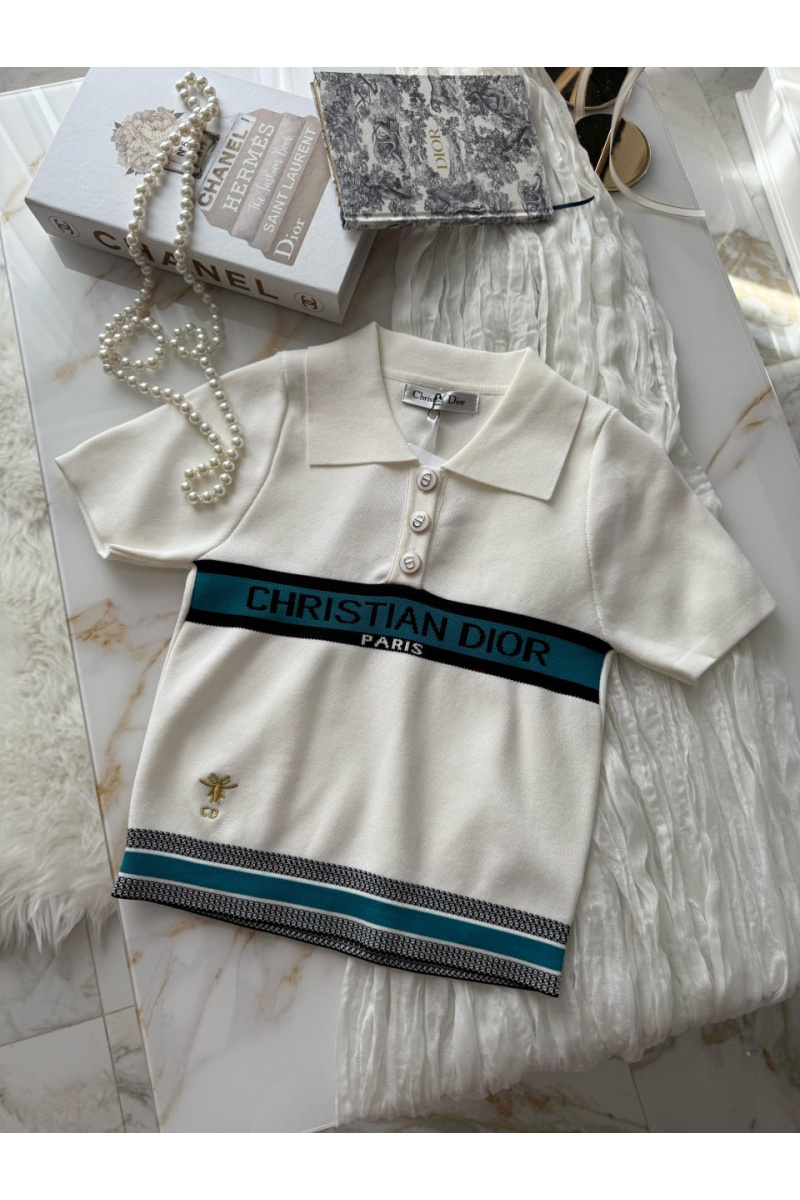 Dior Женское поло белого цвета 