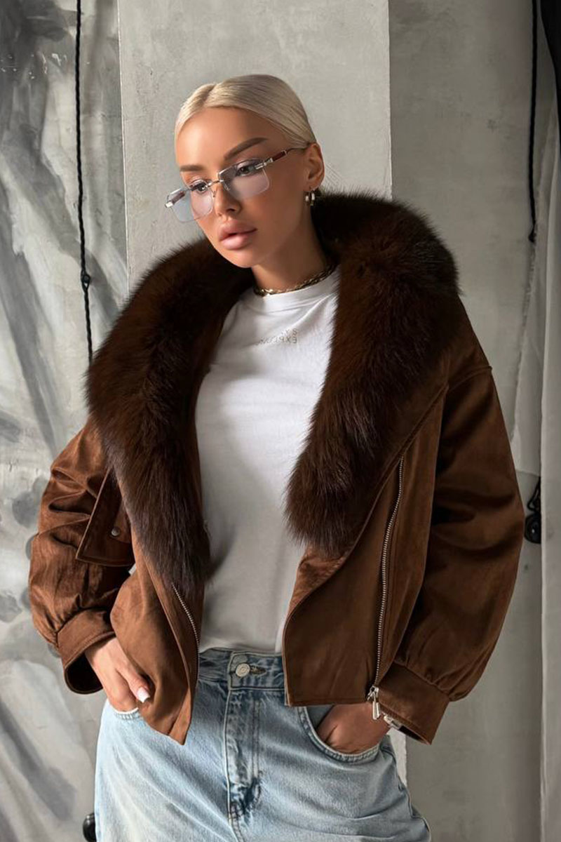 Loro Piana Женский бомбер с натуральным мехом premium