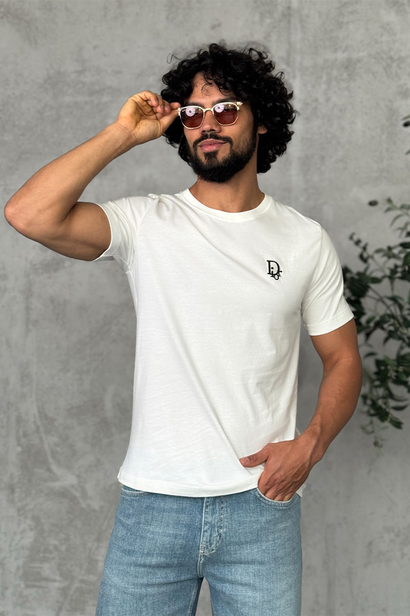 Dior Белая мужская футболка embroidered logo