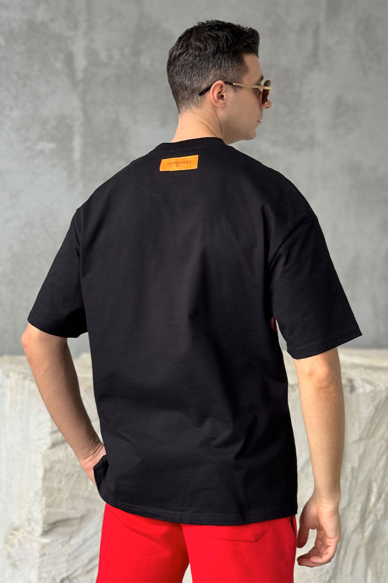 Lоuis Vuittоn Чёрная оверсайз футболка graffiti-print