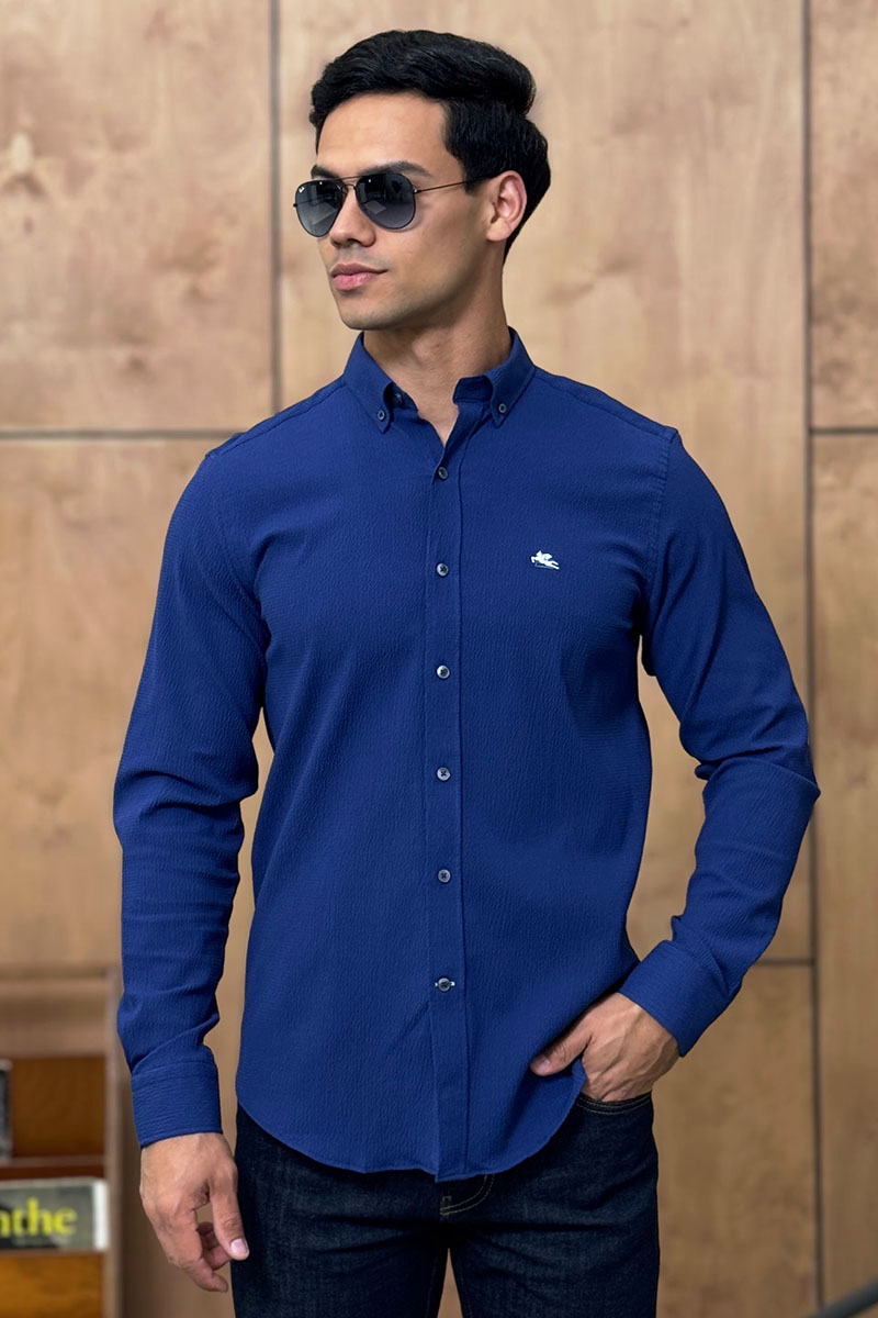 Etro Мужская синяя рубашка Pegasus logo