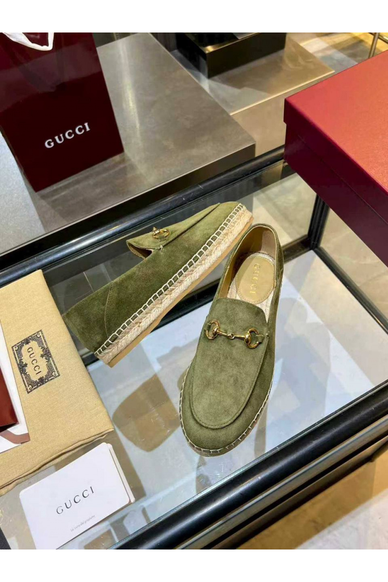 Gucci Женские замшевые лоферы GG Horsebit premium