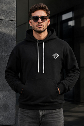 Чёрное мужское худи embroidered signature