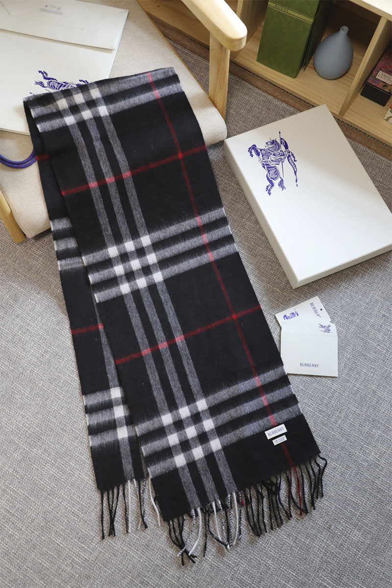 Burberry Шарф two-tone Check premium 168x30 см - Black