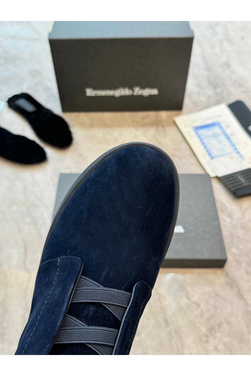 Zegna Кроссовки с мехом Triple Stitch - Navy
