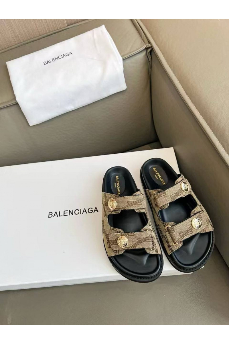 Balenciaga Женские шлёпанцы Jacquard Premium - Brown
