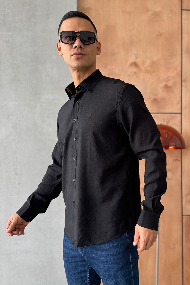 Hermes Мужская рубашка H embroidered - Black