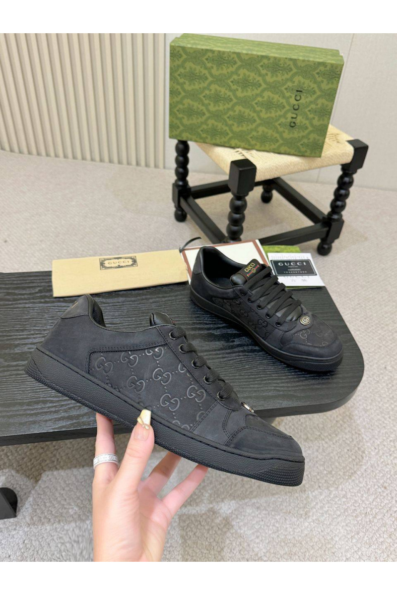 Gucci Кожаные кроссовки GG Screener - Black