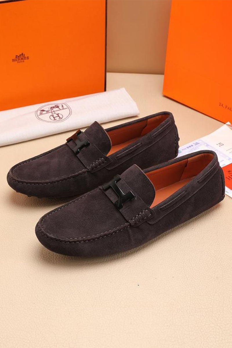 Hermes Мужские замшевые мокасины 