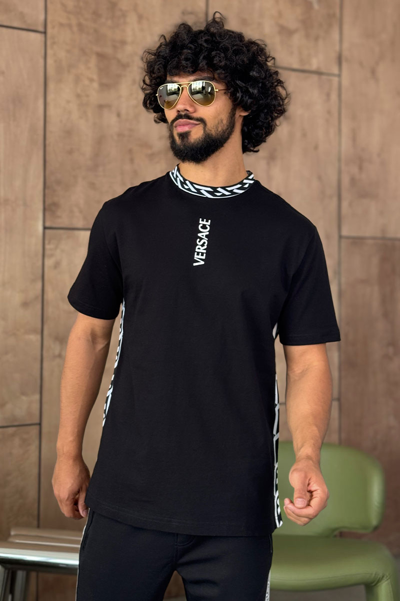 Versace Чёрная мужская футболка La Greca trim