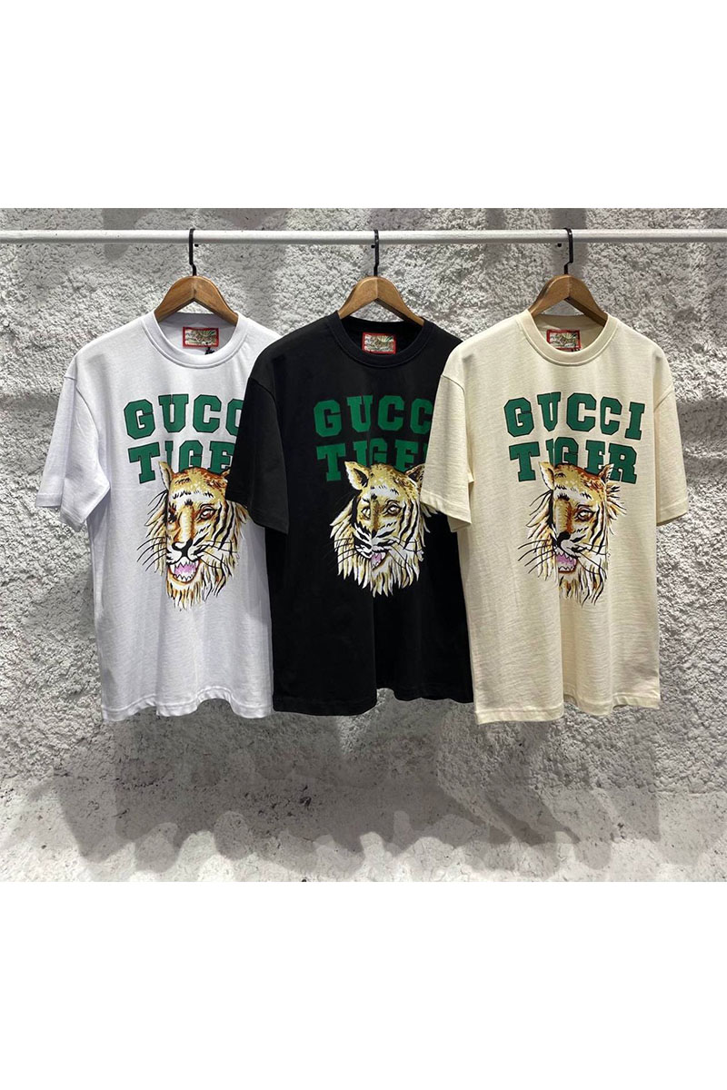 Gucci Белая оверсайз футболка Tiger print
