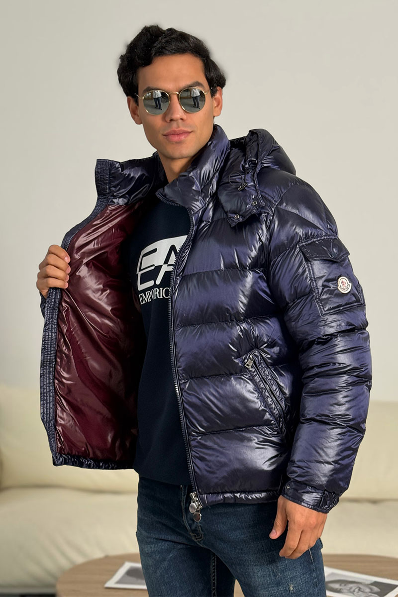Moncler Тёмно-синий пуховик Maya logo-patch