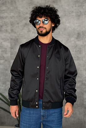 Мужской чёрный бомбер logo-plaque 