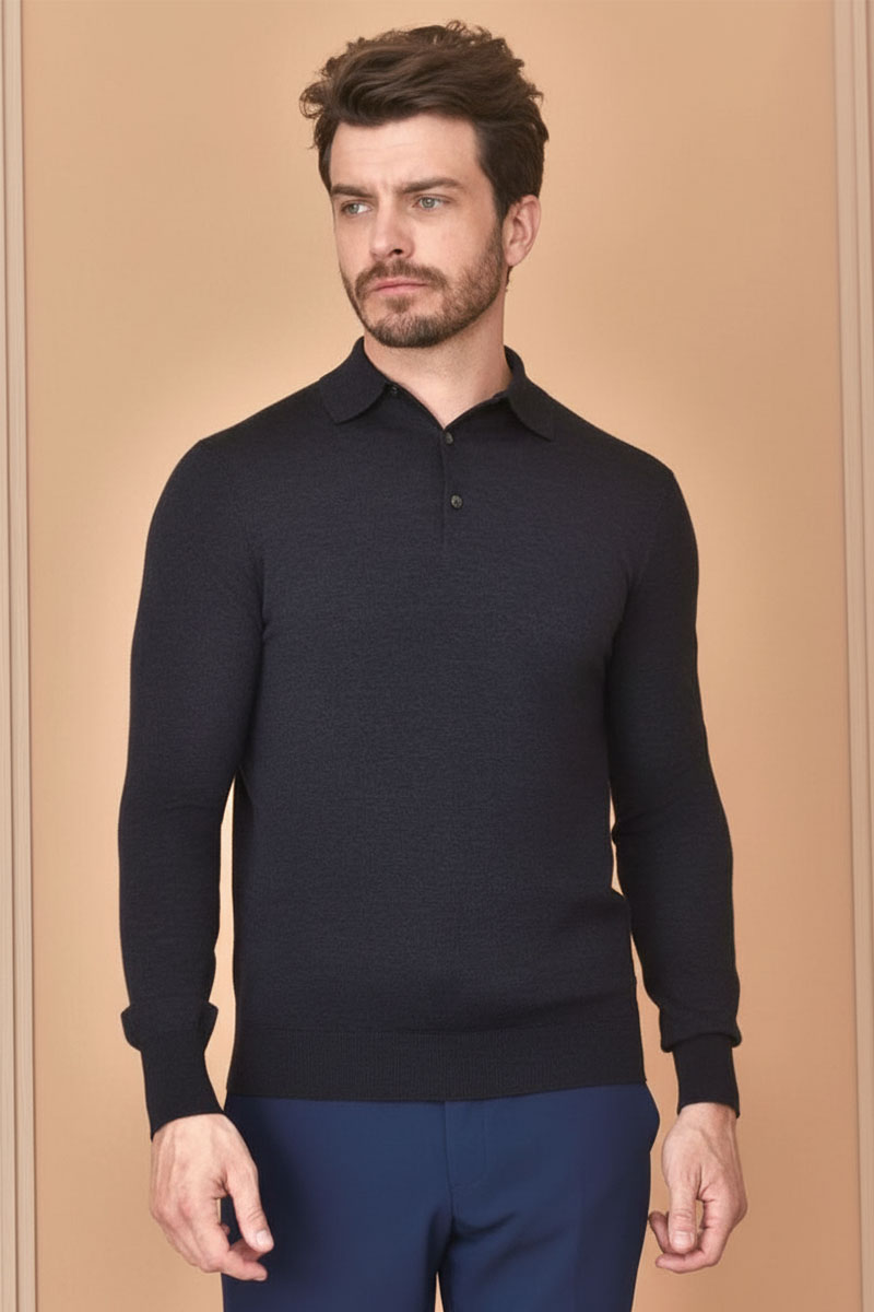 Loro Piana Поло с длинным рукавом Premium - Black Flower Gray