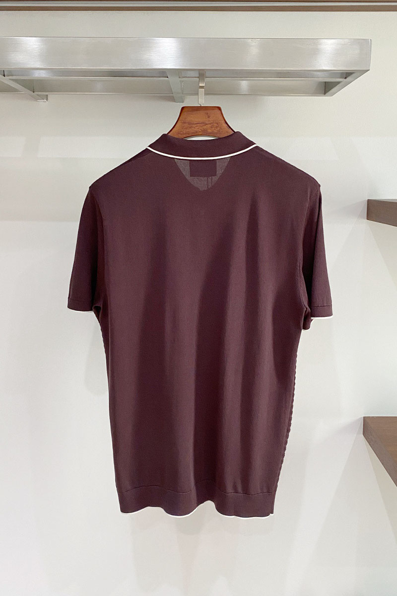 Kiton Вязаное поло коричневого цвета premium