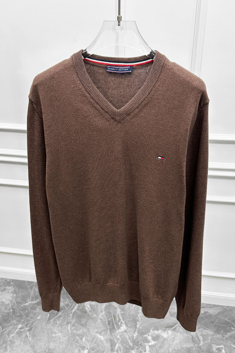 Tommy Hilfiger Мужской джемпер logo-embroidered - Brown