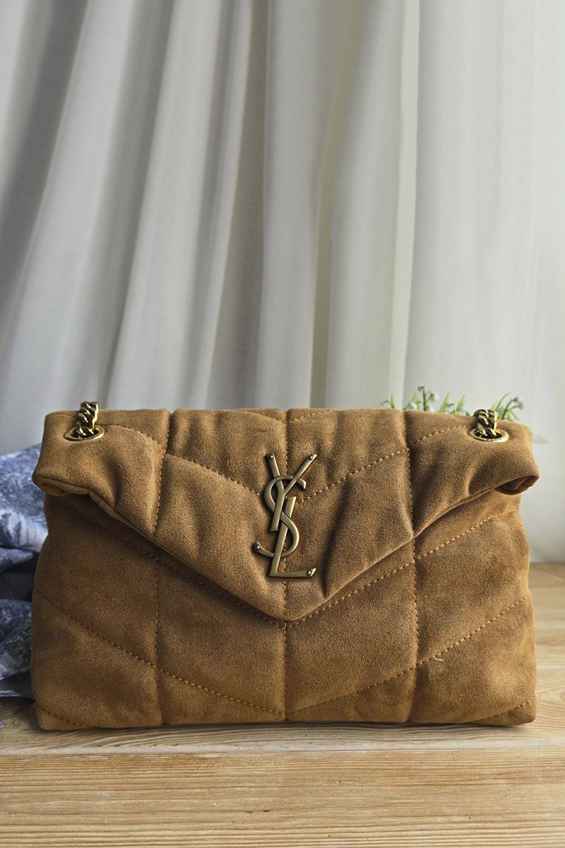 Yves Saint Laurent Замшевая сумка Lou Puffer 30x19 см
