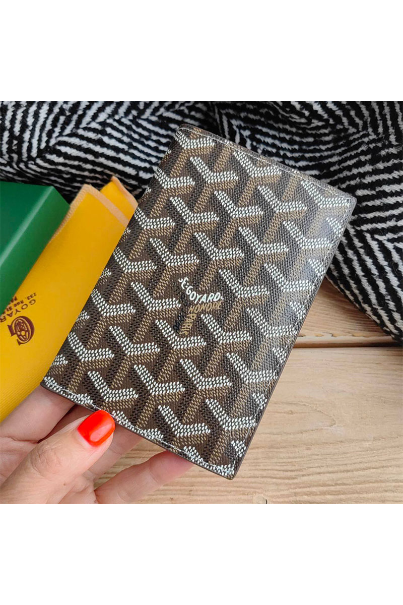 Designer Clothing Кожаная обложка на паспорт Goyard - Brown 10х14 см