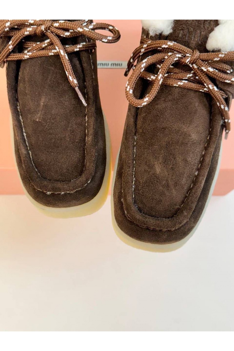 MIU MIU Женские замшевые лоферы с мехом premium