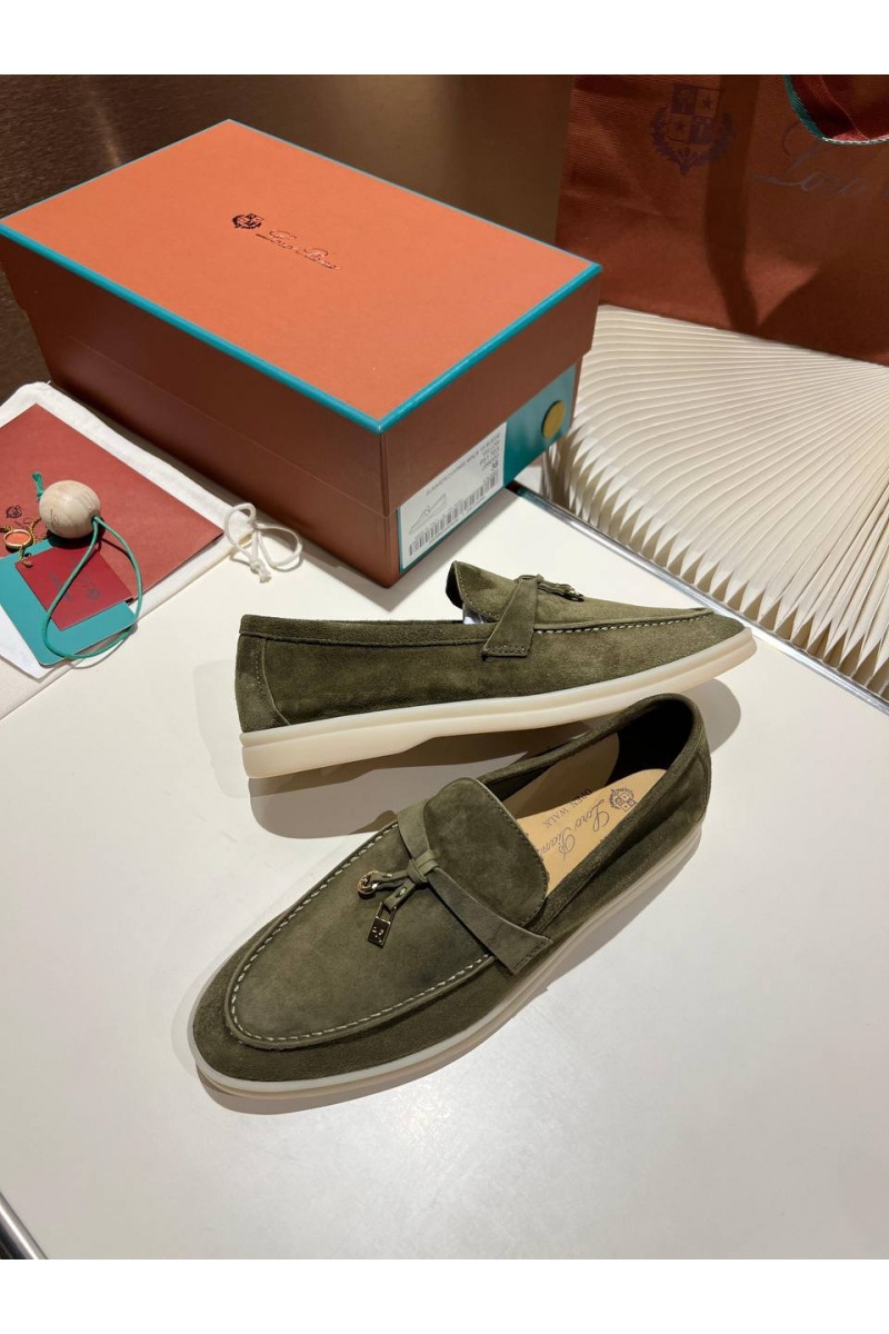 Loro Piana Женские замшевые лоферы Summer Charms Walk premium