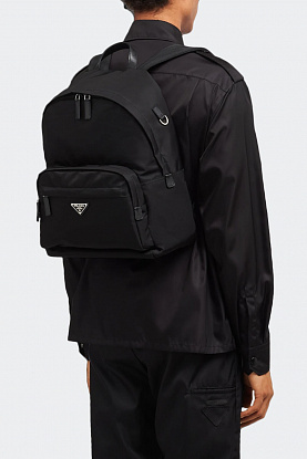 Чёрный рюкзак Re-Nylon logo-plaque 40х29х17 см