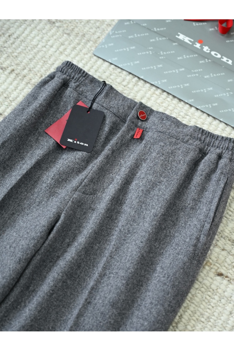Kiton Мужские серые брюки premium