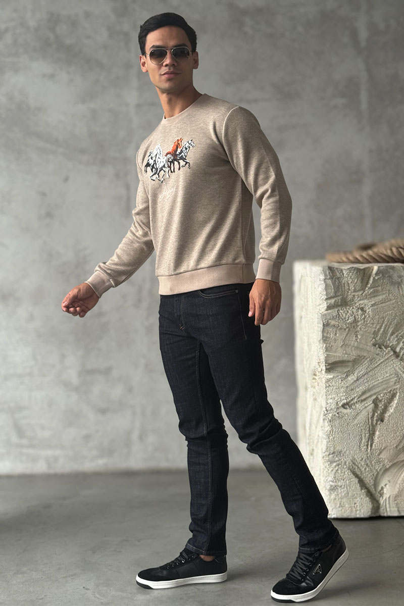 Hermes Мужской свитшот бежевого цвета