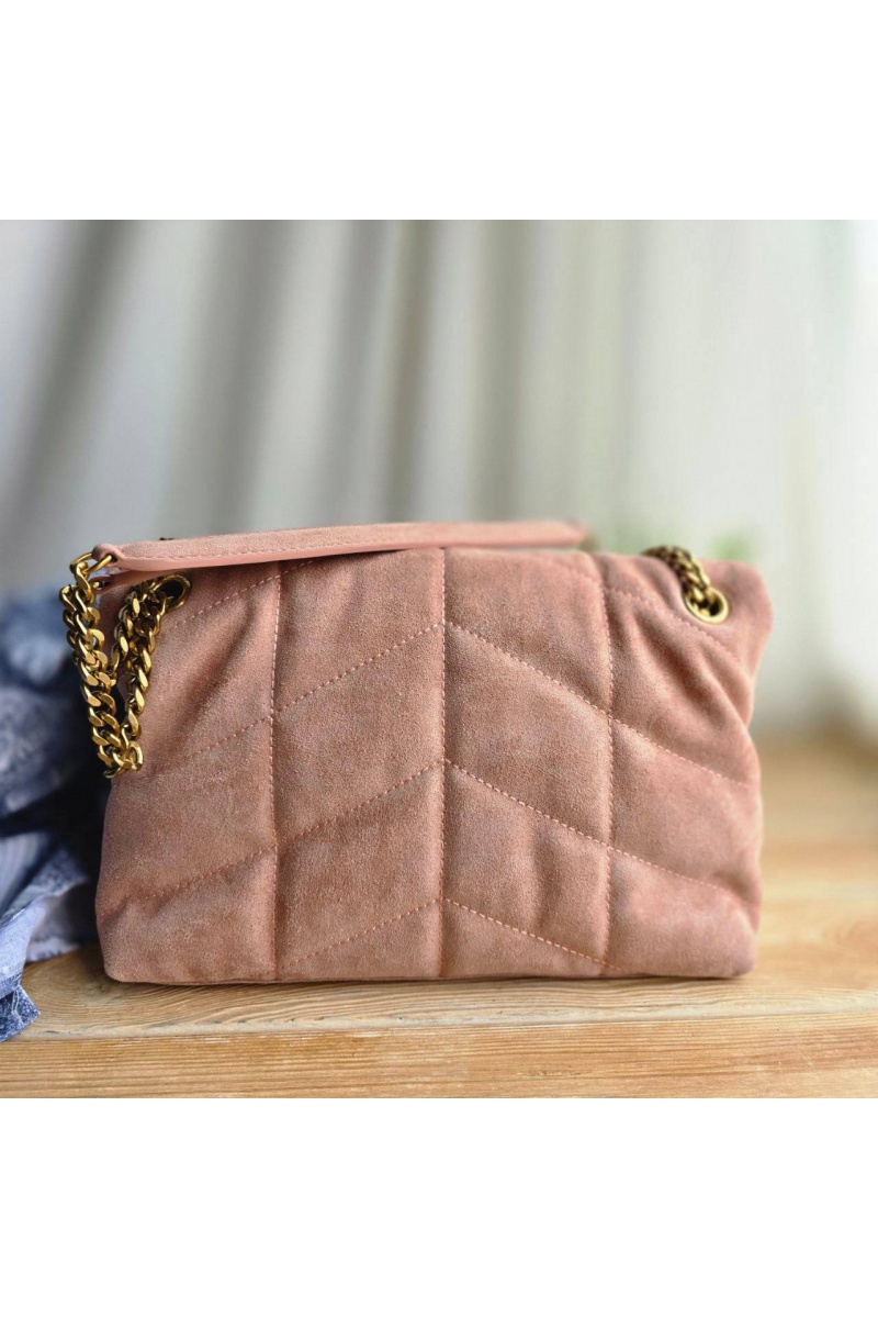 Yves Saint Laurent Замшевая сумка Lou Puffer 30x19 см