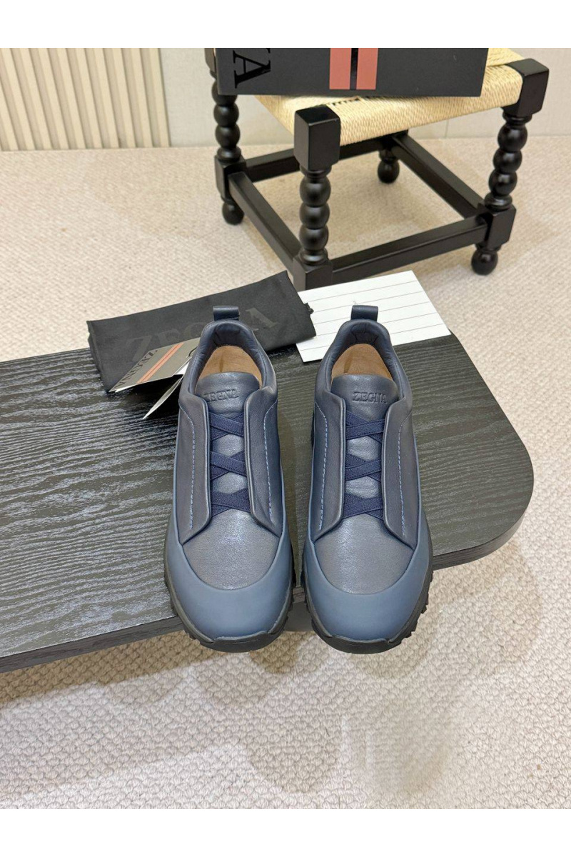 Zegna Кожаные кроссовки Triple Stitch Monte - Blue
