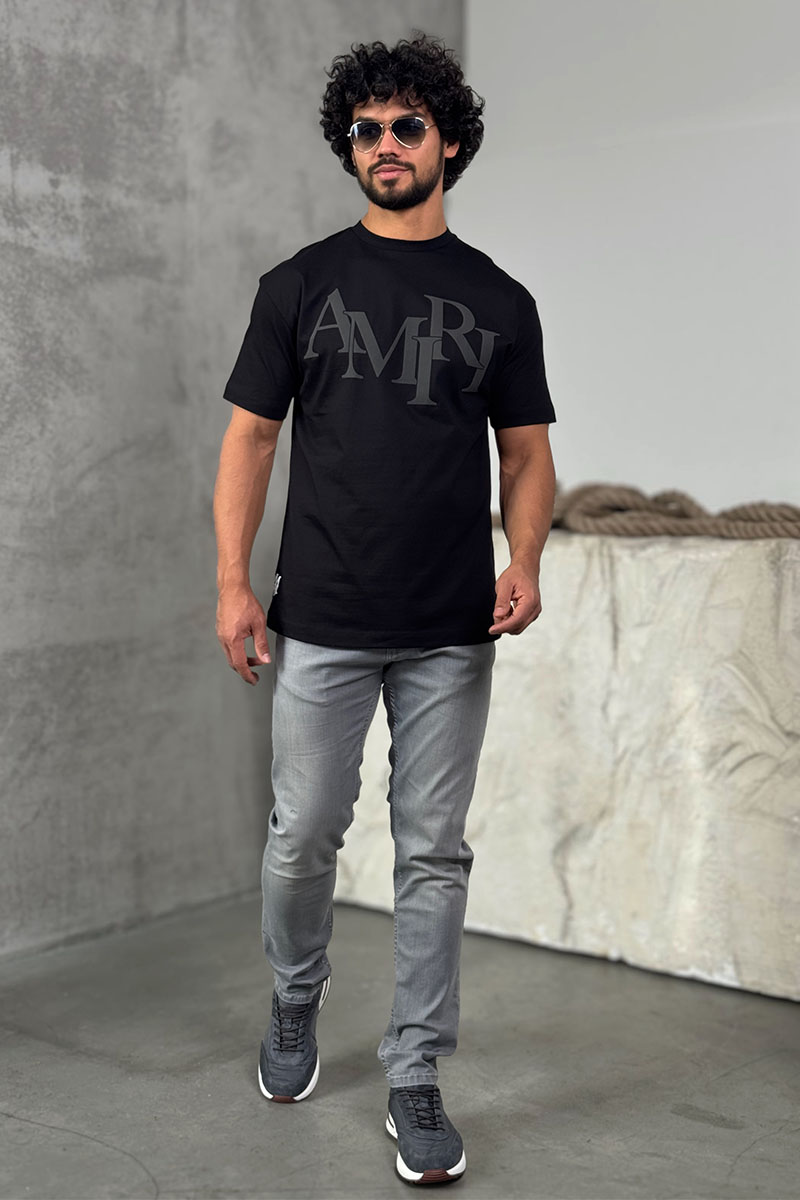 Amiri Футболка чёрного цвета staggered logo