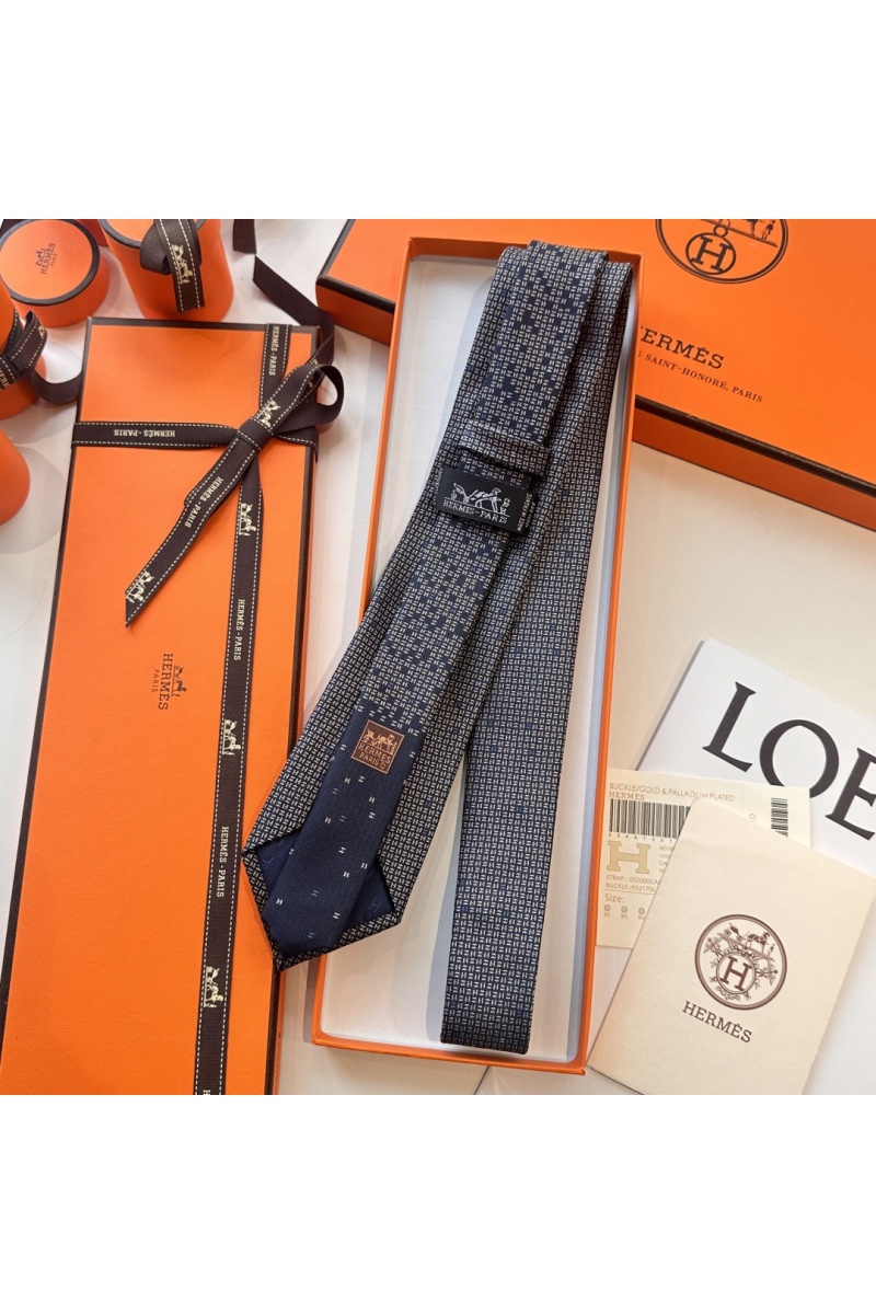 Hermes Галстук geometric logo-print premium - Navy