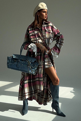 Женский костюм двойка в клетку Max Mara розового цвета