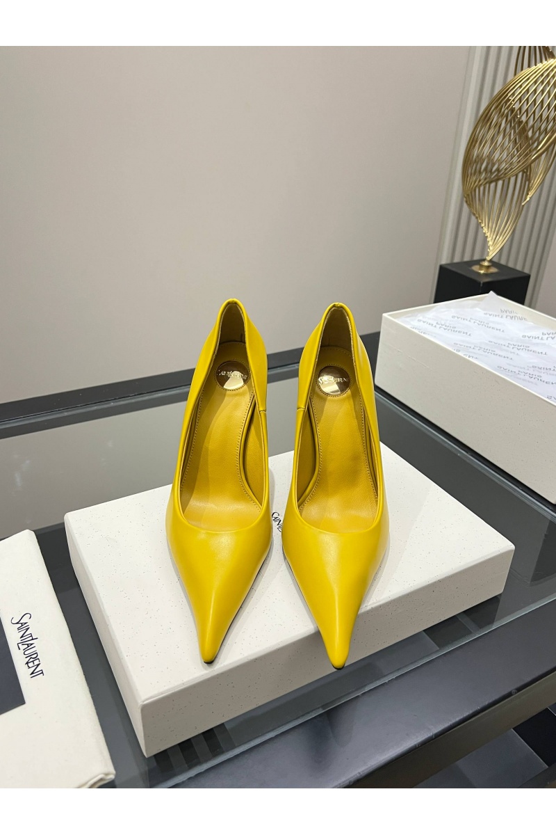 Yves Saint Laurent Женские кожаные туфли на каблуке premium