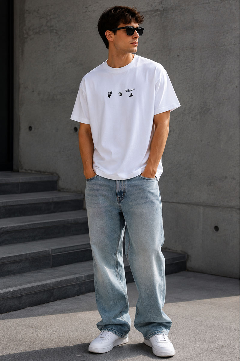 Off-White Белая оверсайз футболка 21SS Black Marker