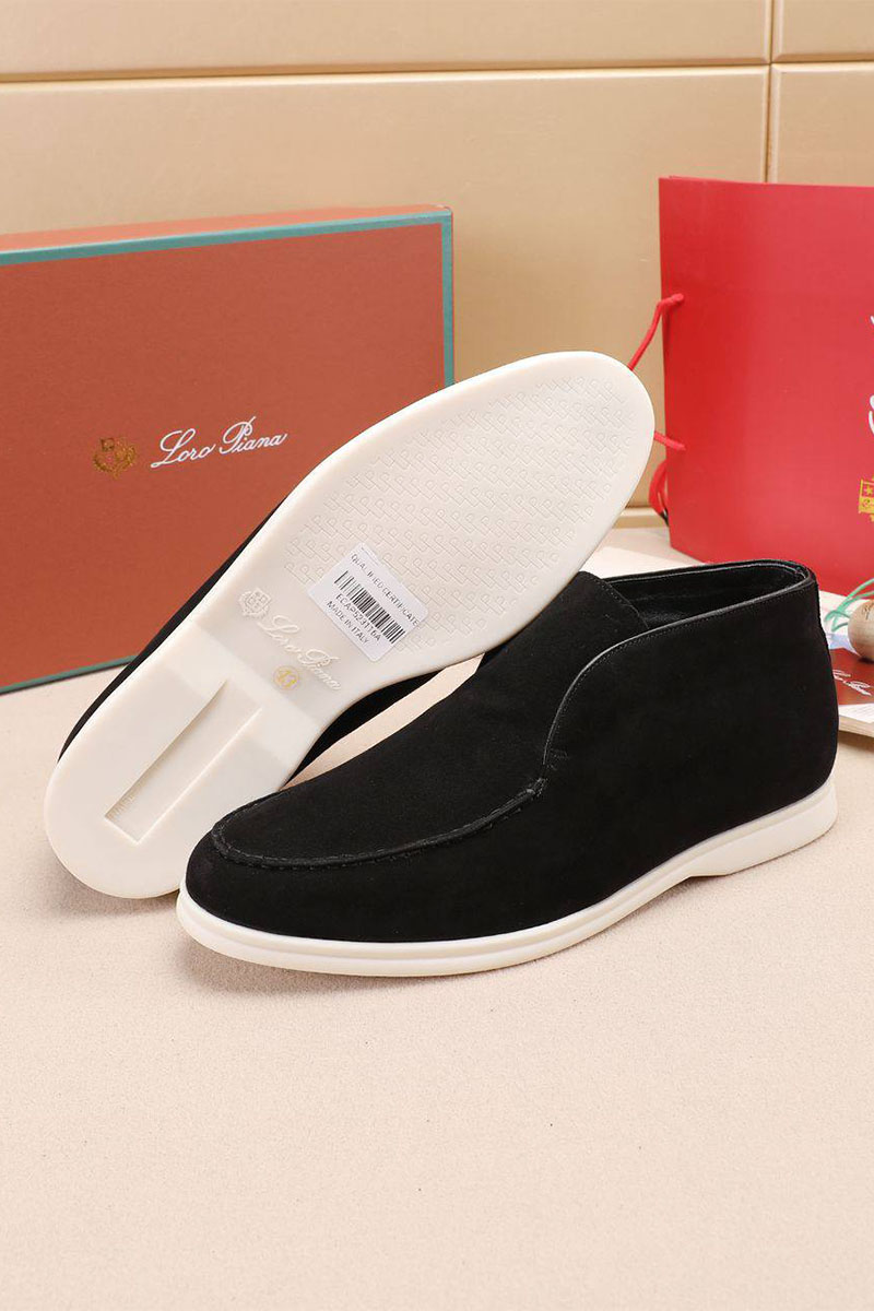 Loro Piana Замшевые лоферы с мехом Open Walk - Black