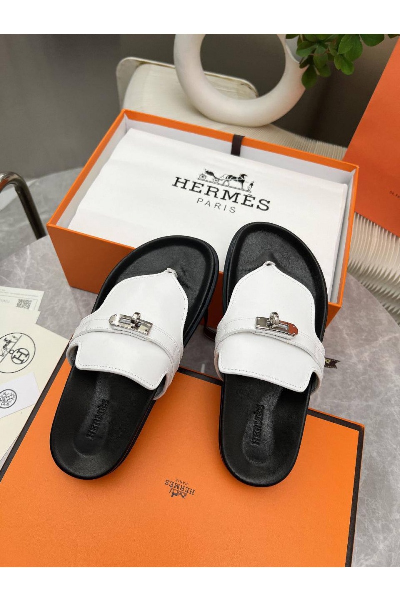 Hermes Женские кожаные шлёпанцы Empire premium