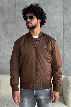 Мужской бомбер logo-plaque - Brown 