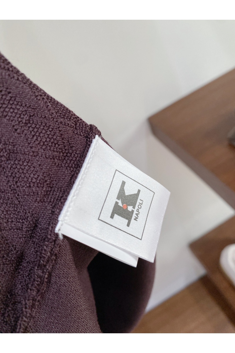 Kiton Вязаное поло коричневого цвета premium